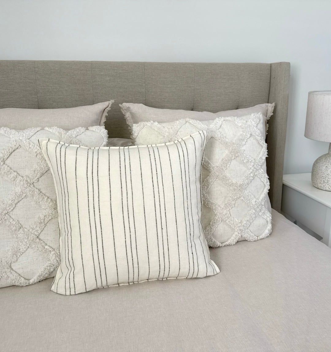 Linen Stripe Cushion Cover – Olive