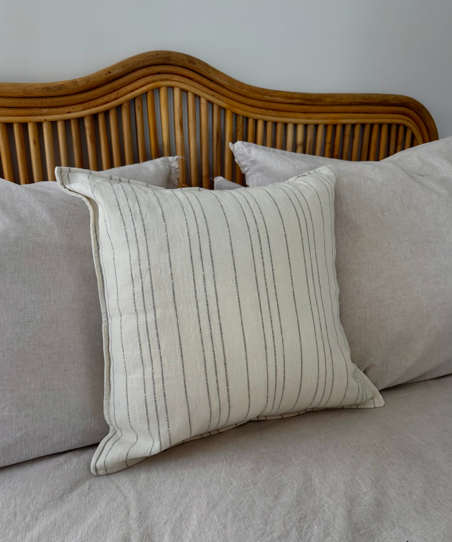 Linen Stripe Cushion Cover - Pebble