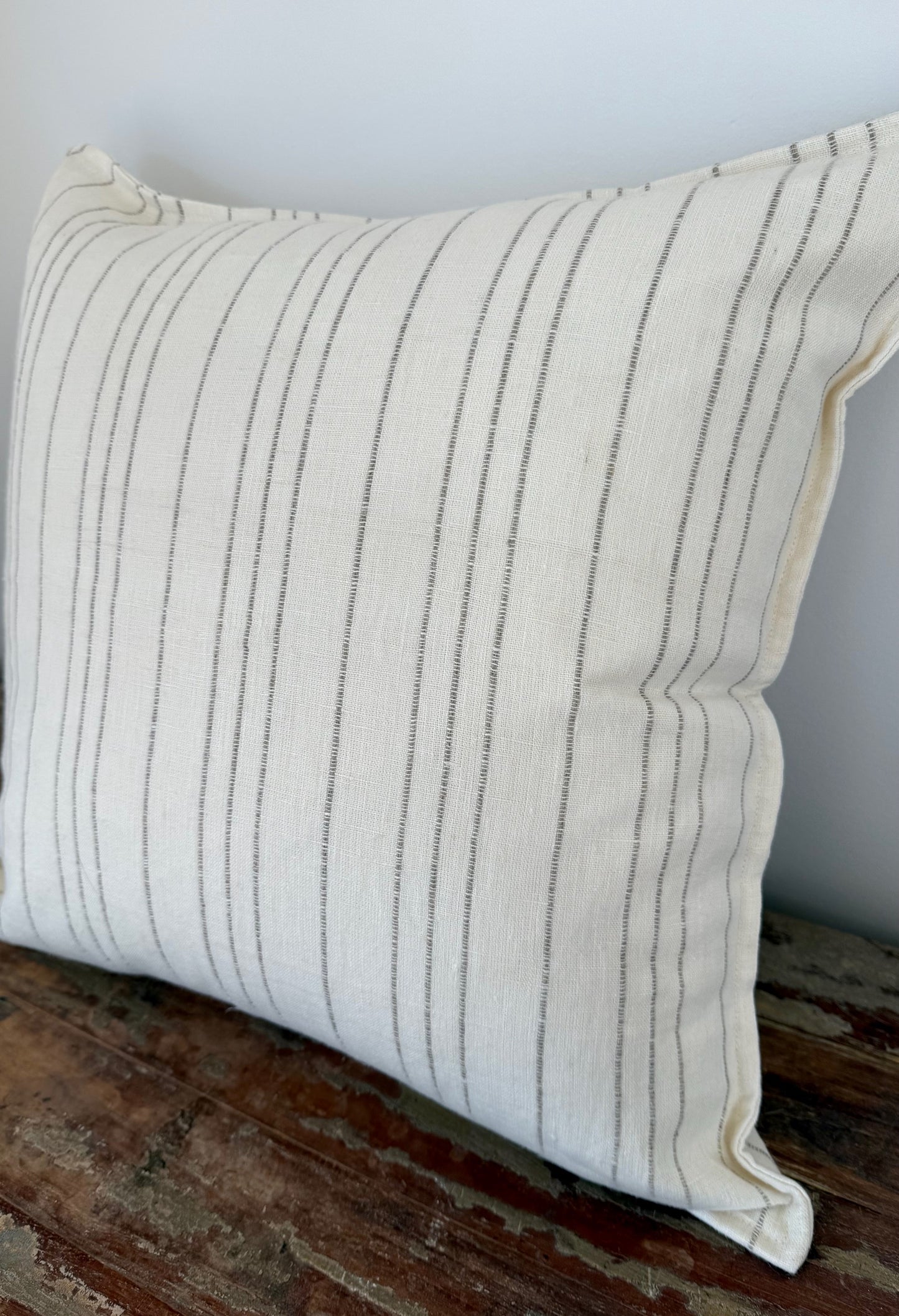 Linen Stripe Cushion Cover - Pebble