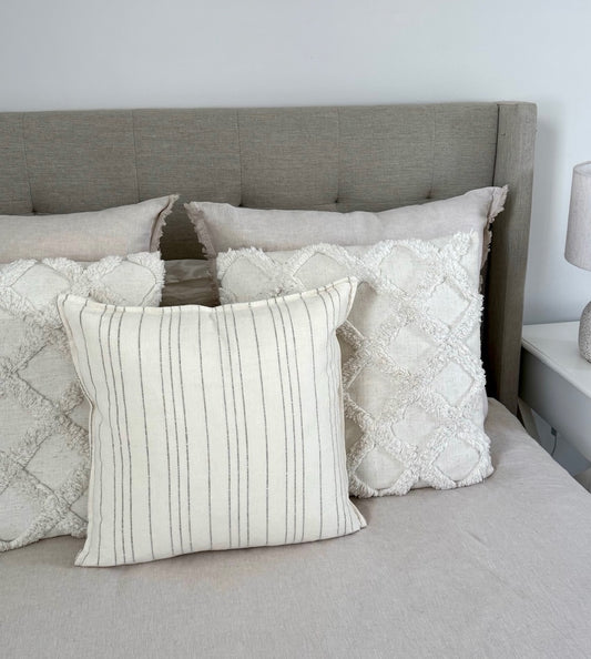 Linen Stripe Cushion Cover - Pebble